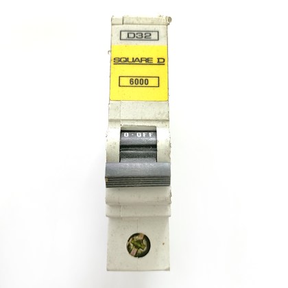 Square D QOE Yellow Band 6000 D32 32A 32 Amp MCB Circuit Breaker Type D
